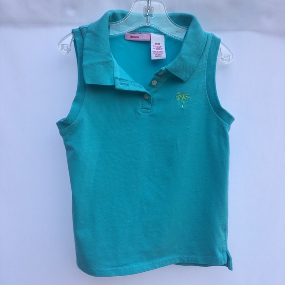 GreenDog Girl Blueish/Green Medium Sleeveless Polo - Picture 12 of 12